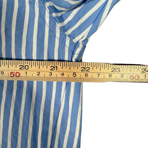 Talulah Blue White Stripe Cotton Pajama Set Button Shirt Shorts Small - Picture 6 of 12